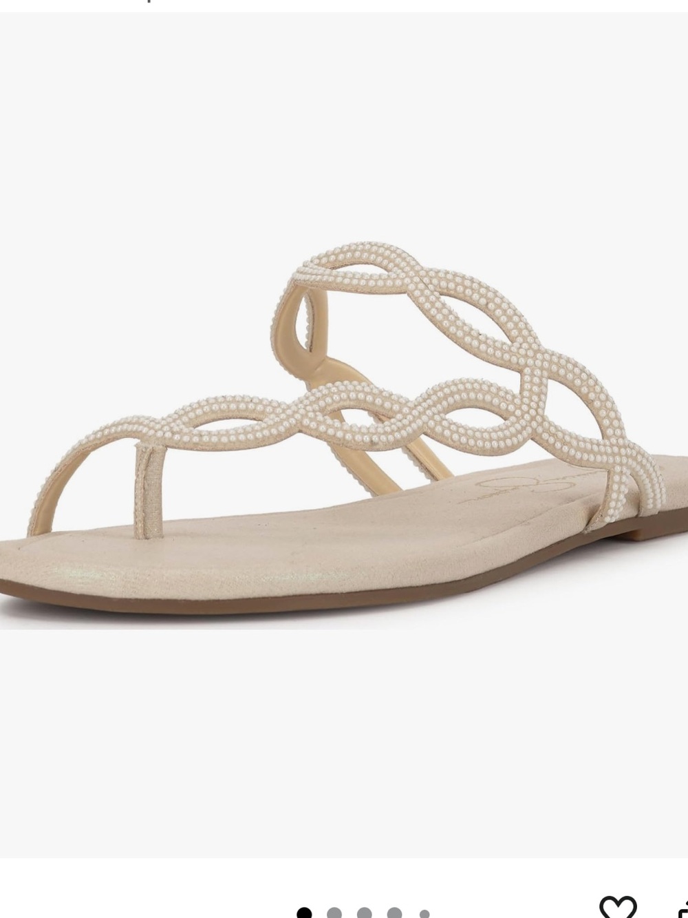NWT Jessica Simpson Aloni Pearl-Embellished Thong Sandal in Soft Ivory Shimmer